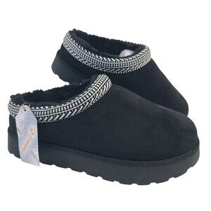 NEW Makalu Amara Black Womens Faux Fur Lined Slip-On Clogs Size 5.5 M